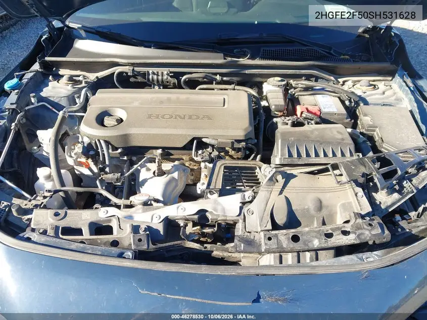 2025 HONDA CIVIC VIN 2HGFE2F50SH531628 — фото 10