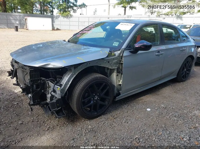 2025 HONDA CIVIC VIN 2HGFE2F58SH535586 — фото 2
