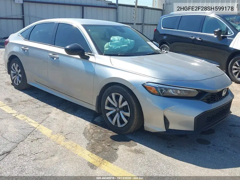 HONDA CIVIC 2025, VIN 2HGFE2F28SH599178