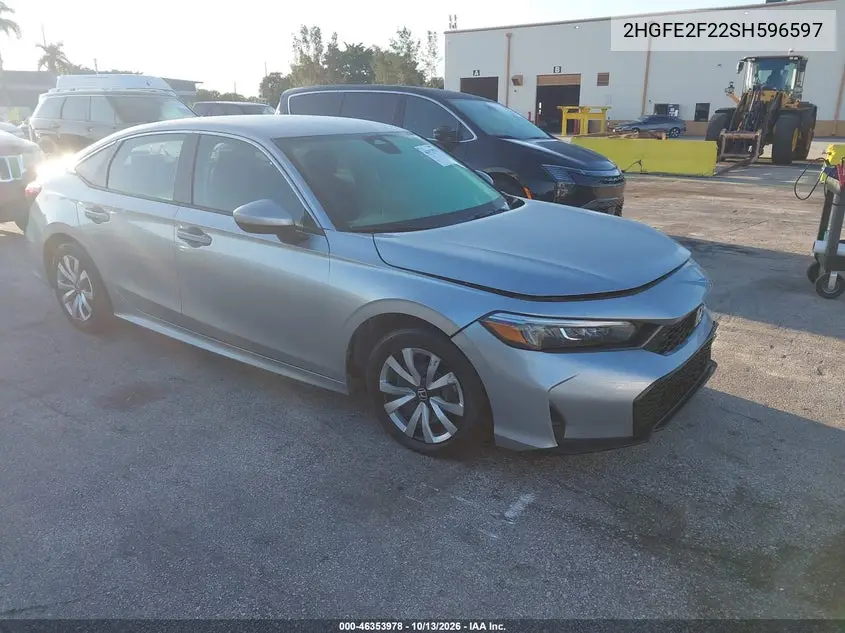 HONDA CIVIC 2025, VIN 2HGFE2F22SH596597