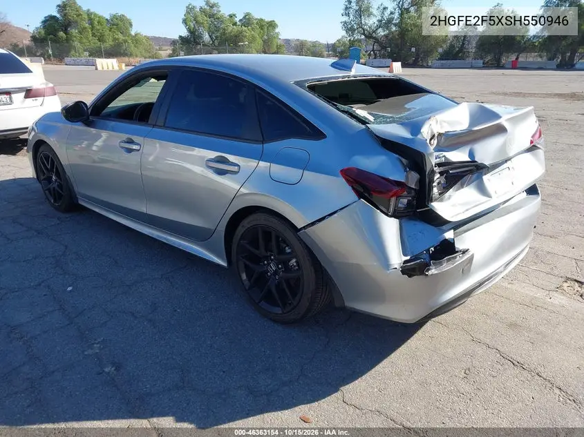 2025 HONDA CIVIC VIN 2HGFE2F5XSH550946 — фото 3