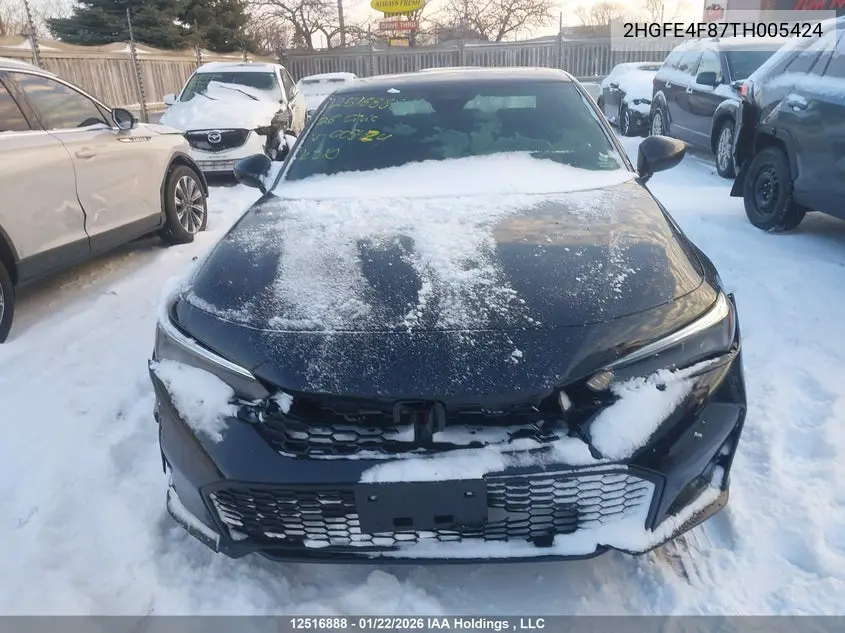 2026 HONDA CIVIC VIN 2HGFE4F87TH005424 — фото 12