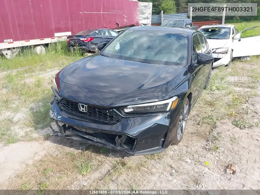 2026 HONDA CIVIC VIN 2HGFE4F89TH003321 — фото 2