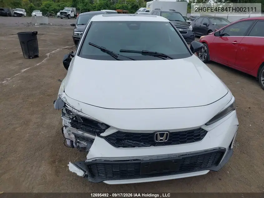 2026 HONDA CIVIC VIN 2HGFE4F84TH002111 — фото 12