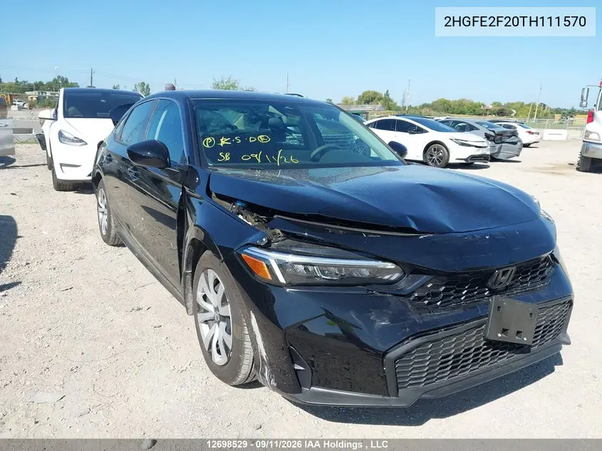 HONDA CIVIC 2026, VIN 2HGFE2F20TH111570