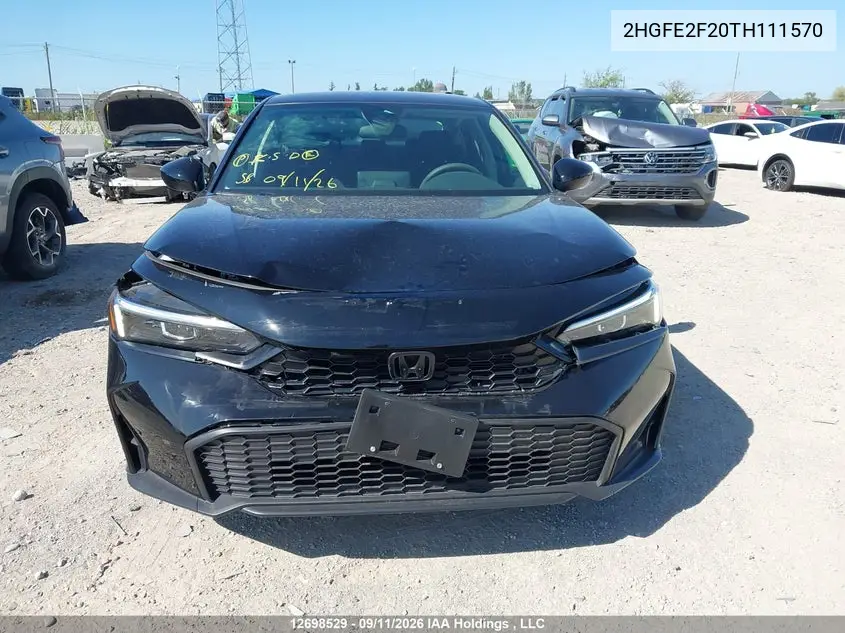 2026 HONDA CIVIC VIN 2HGFE2F20TH111570 — фото 11