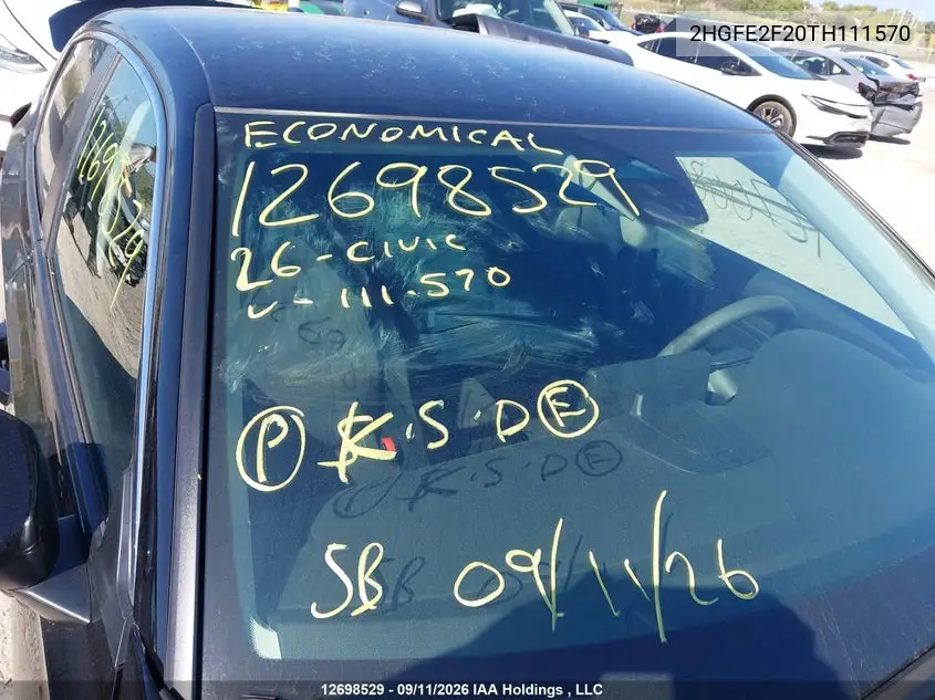 2026 HONDA CIVIC VIN 2HGFE2F20TH111570 — фото 16