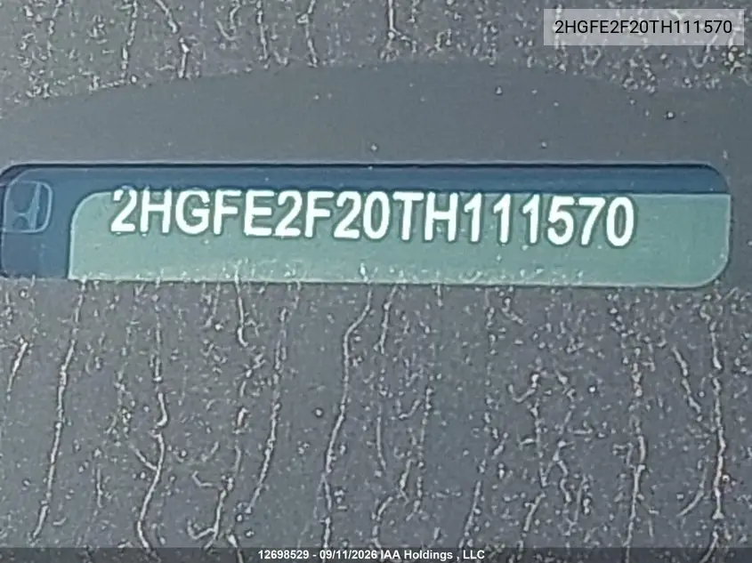 2026 HONDA CIVIC VIN 2HGFE2F20TH111570 — фото 19