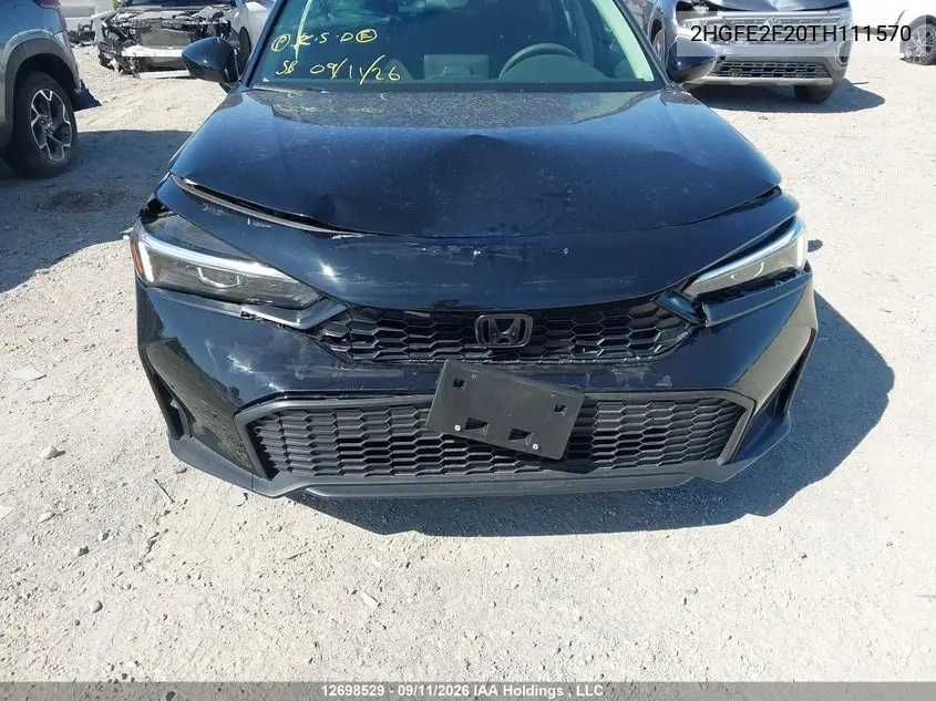 2026 HONDA CIVIC VIN 2HGFE2F20TH111570 — фото 6
