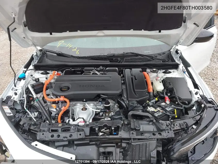 2026 HONDA CIVIC VIN 2HGFE4F80TH003580 — фото 10