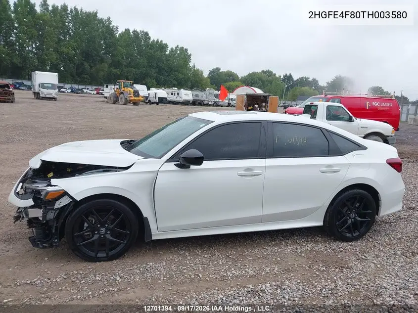 2026 HONDA CIVIC VIN 2HGFE4F80TH003580 — фото 15