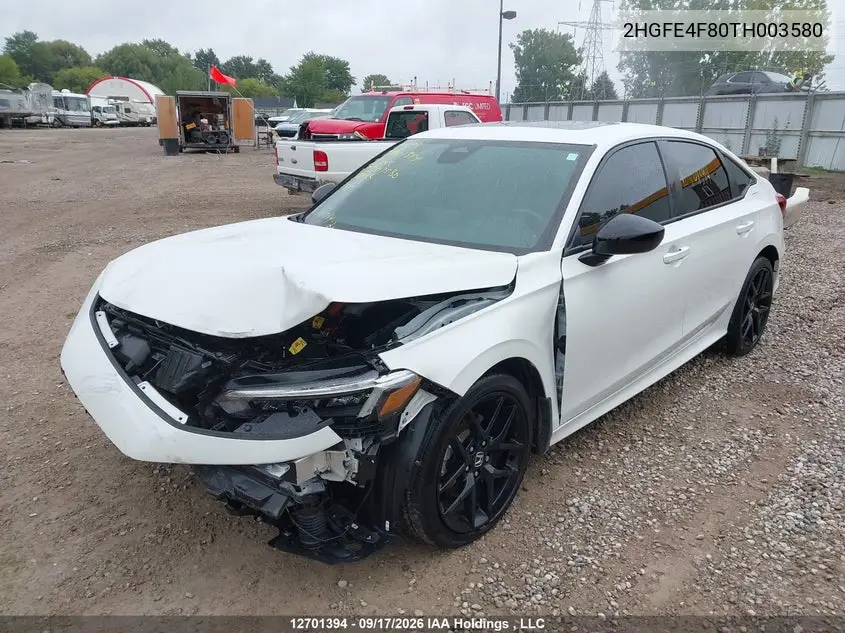 2026 HONDA CIVIC VIN 2HGFE4F80TH003580 — фото 2