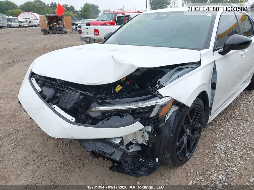 2026 HONDA CIVIC VIN 2HGFE4F80TH003580 — фото 6