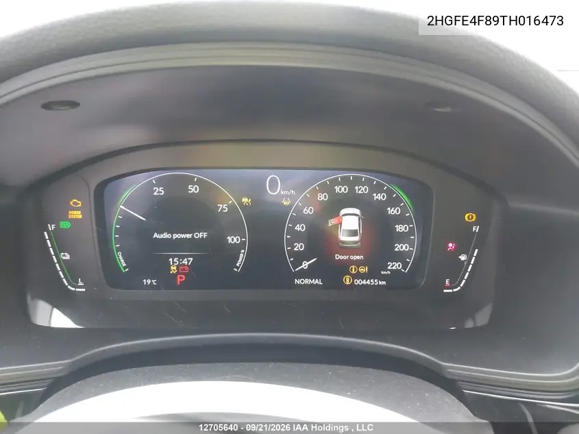 2026 HONDA CIVIC VIN 2HGFE4F89TH016473 — фото 7