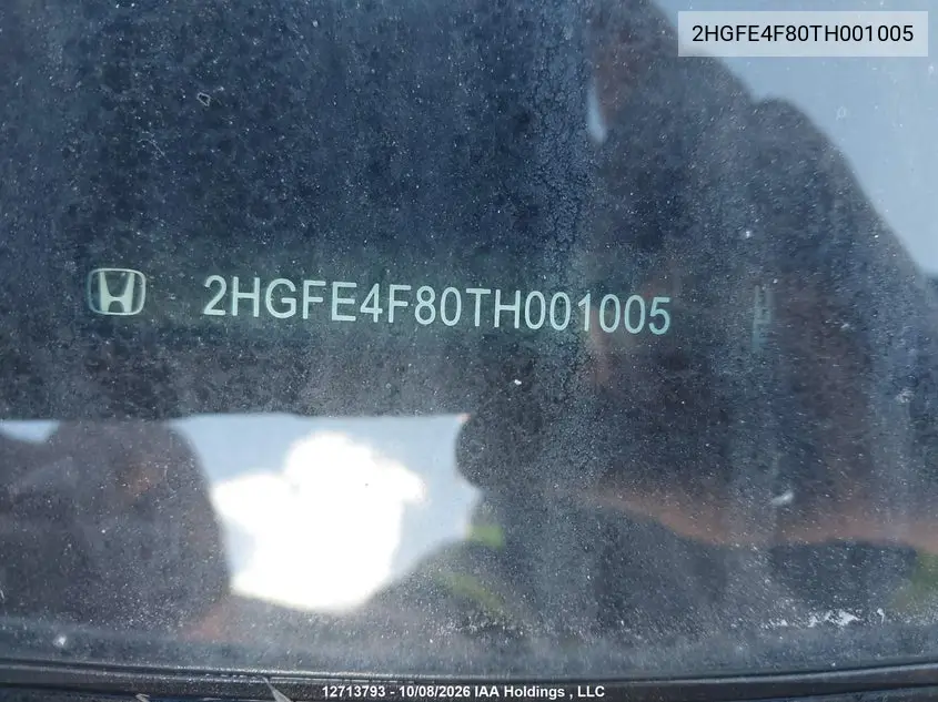 2026 HONDA CIVIC VIN 2HGFE4F80TH001005 — фото 18