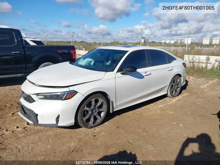 2026 HONDA CIVIC VIN 2HGFE4F80TH001005 — фото 2
