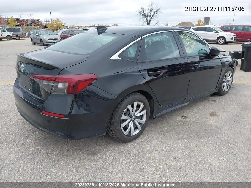 2026 HONDA CIVIC VIN 2HGFE2F27TH115406 — фото 4