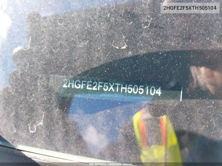 2026 HONDA CIVIC VIN 2HGFE2F5XTH505104 — фото 12