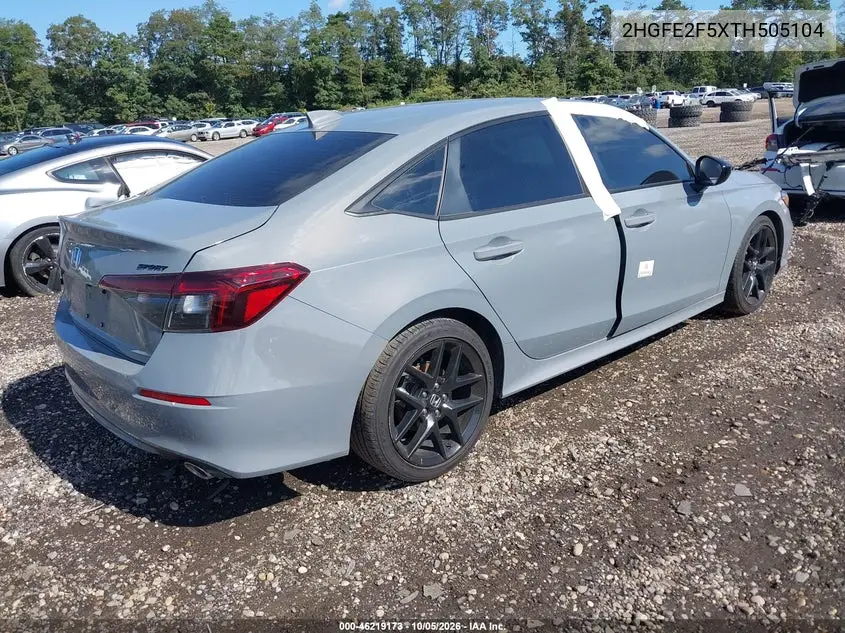 2026 HONDA CIVIC VIN 2HGFE2F5XTH505104 — фото 4