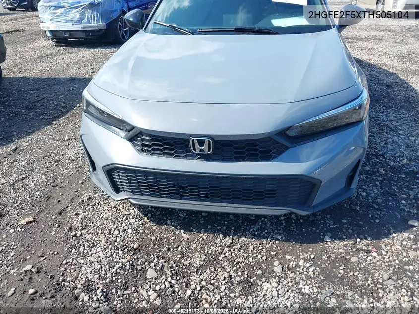2026 HONDA CIVIC VIN 2HGFE2F5XTH505104 — фото 6