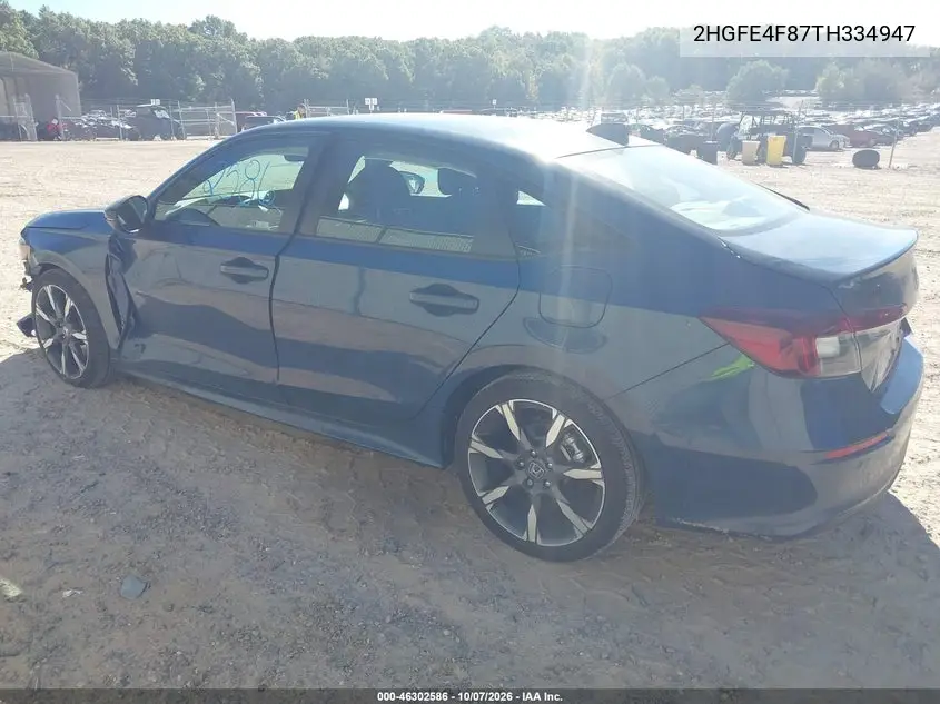 2026 HONDA CIVIC VIN 2HGFE4F87TH334947 — фото 3