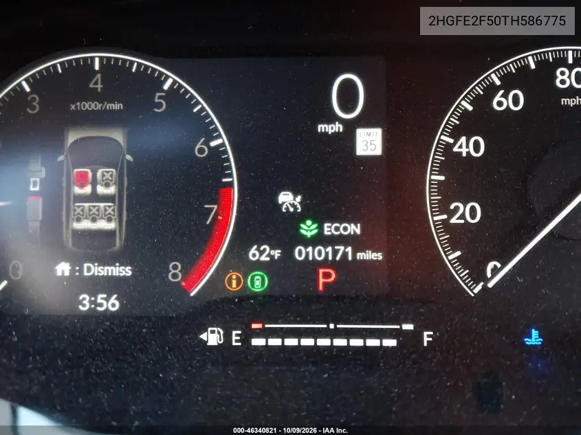 2026 HONDA CIVIC VIN 2HGFE2F50TH586775 — фото 16