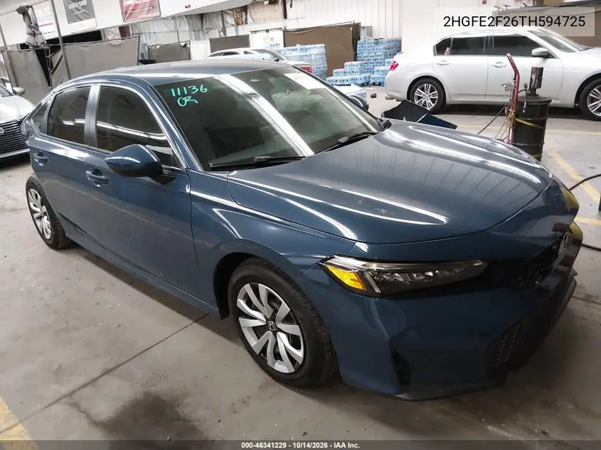 HONDA CIVIC 2026, VIN 2HGFE2F26TH594725
