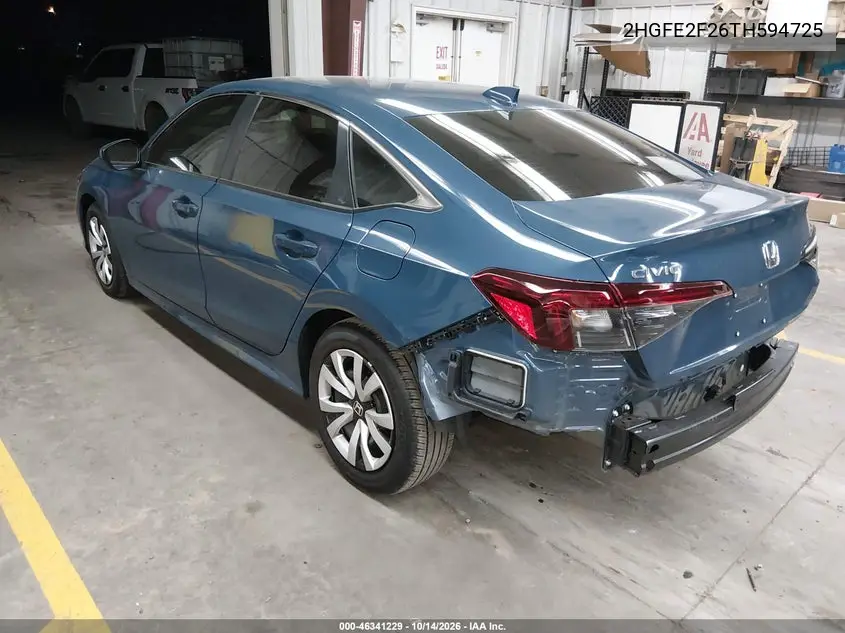 2026 HONDA CIVIC VIN 2HGFE2F26TH594725 — фото 3