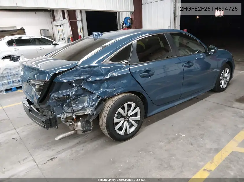 2026 HONDA CIVIC VIN 2HGFE2F26TH594725 — фото 4