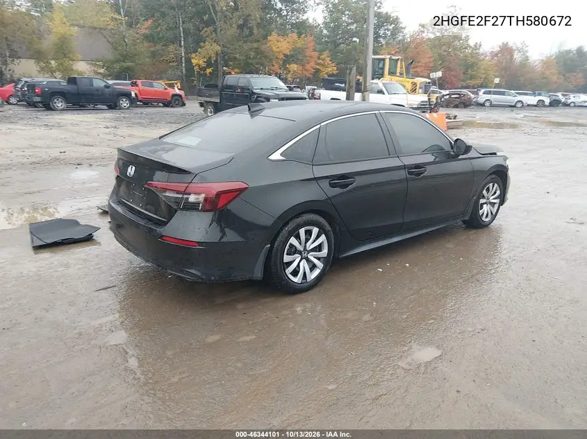 2026 HONDA CIVIC VIN 2HGFE2F27TH580672 — фото 4