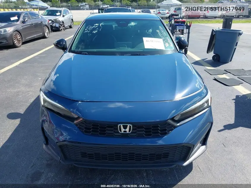2026 HONDA CIVIC VIN 2HGFE2F53TH517949 — фото 12