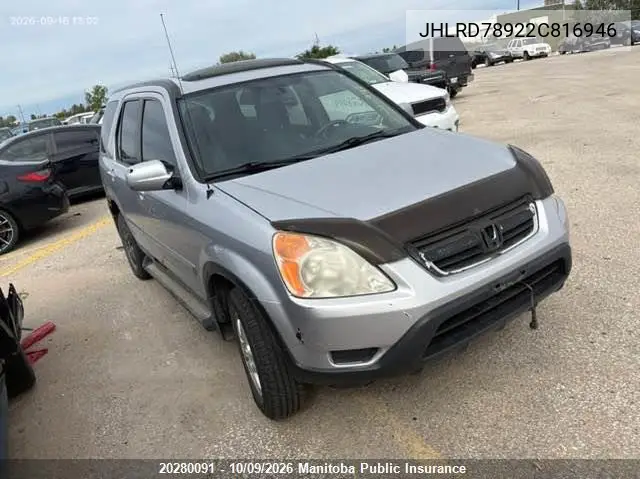 HONDA CR-V 2002, VIN JHLRD78922C816946