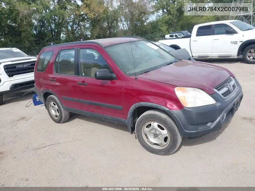 HONDA CR-V 2002, VIN JHLRD784X2C007988