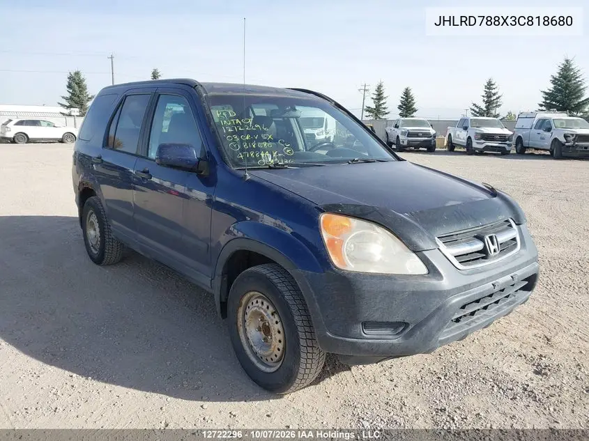 HONDA CR-V 2003, VIN JHLRD788X3C818680