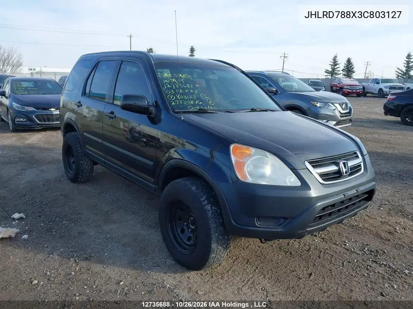 HONDA CR-V 2003, VIN JHLRD788X3C803127