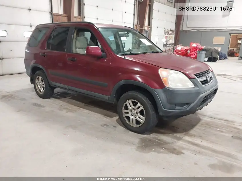 HONDA CR-V 2003, VIN SHSRD78823U116751