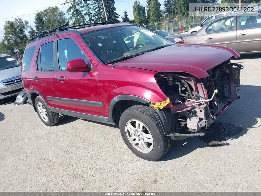 HONDA CR-V 2003, VIN JHLRD77893C041202