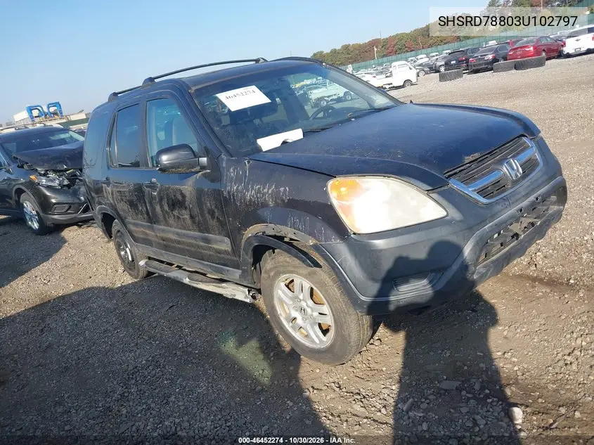 HONDA CR-V 2003, VIN SHSRD78803U102797