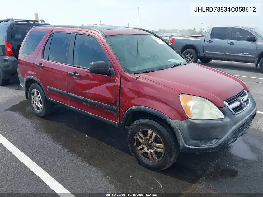 HONDA CR-V 2004, VIN JHLRD78834C058612
