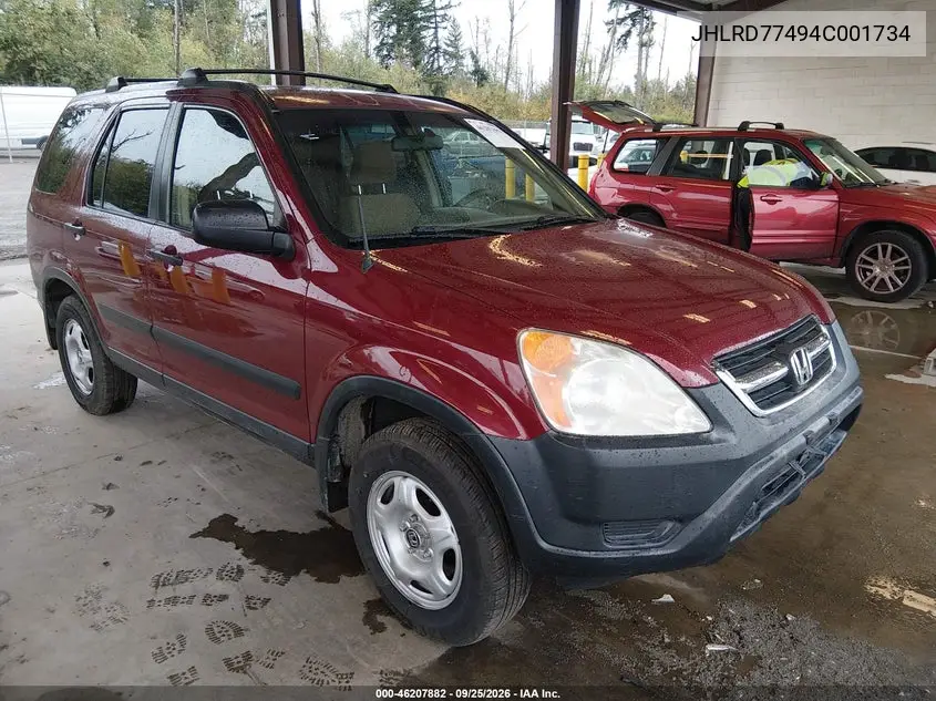 HONDA CR-V 2004, VIN JHLRD77494C001734