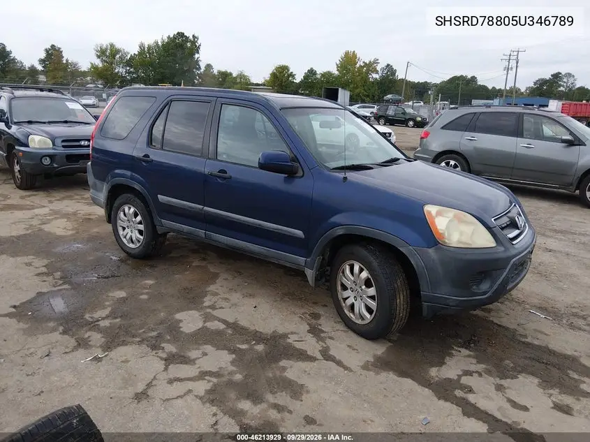 HONDA CR-V 2005, VIN SHSRD78805U346789