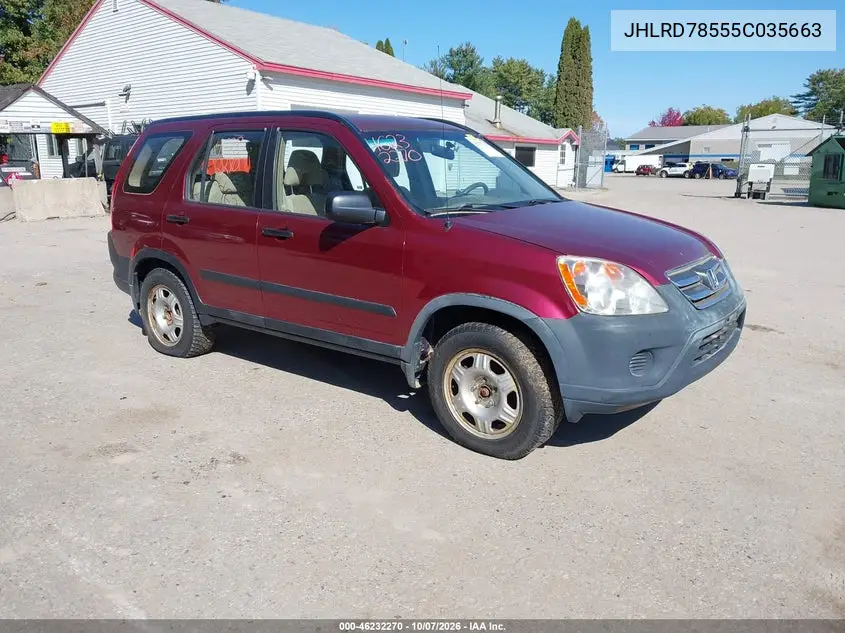 HONDA CR-V 2005, VIN JHLRD78555C035663