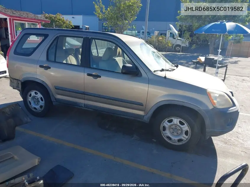 HONDA CR-V 2005, VIN JHLRD685X5C019582