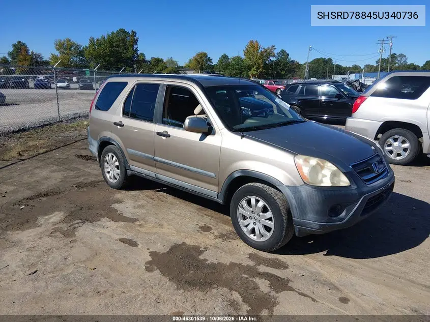 HONDA CR-V 2005, VIN SHSRD78845U340736