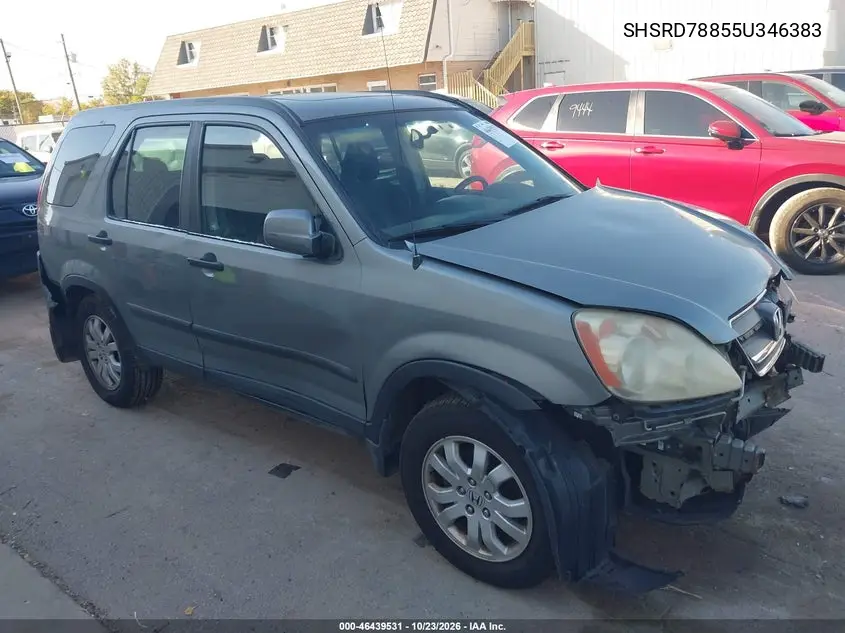 HONDA CR-V 2005, VIN SHSRD78855U346383