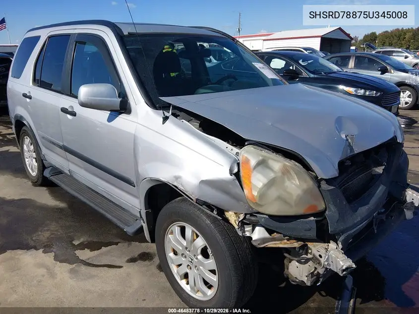 HONDA CR-V 2005, VIN SHSRD78875U345008