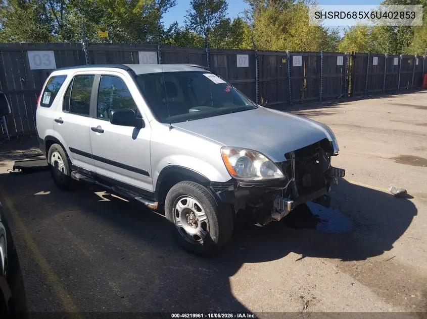 HONDA CR-V 2006, VIN SHSRD685X6U402853