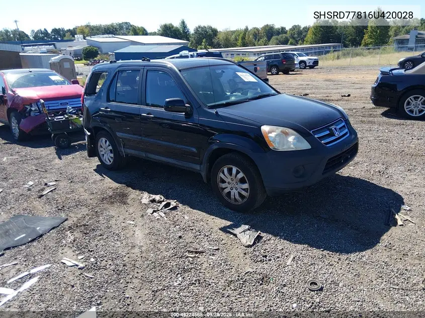 HONDA CR-V 2006, VIN SHSRD77816U420028