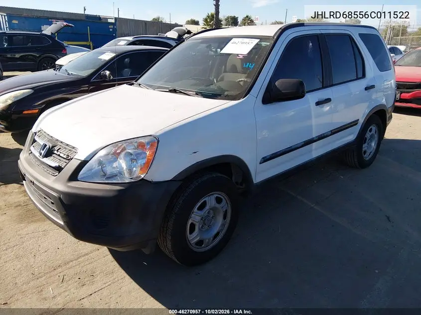 2006 HONDA CR-V VIN JHLRD68556C011522 — фото 2