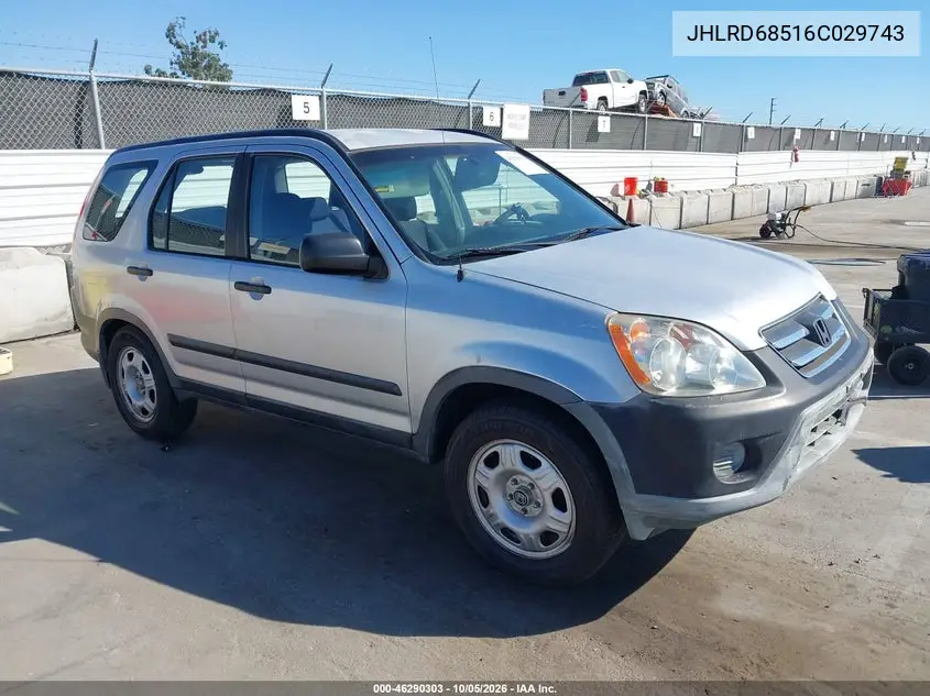 HONDA CR-V 2006, VIN JHLRD68516C029743